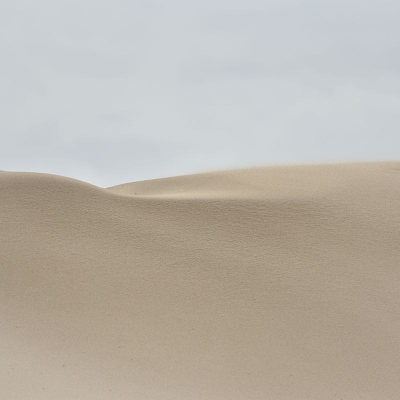Smooth sand dune under a pale sky